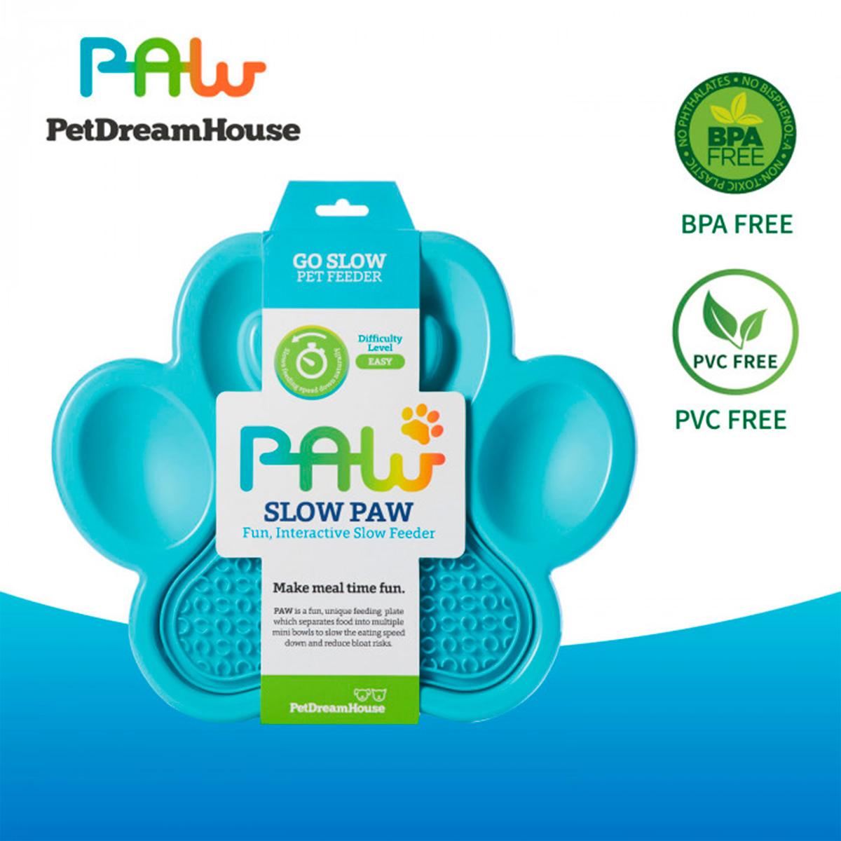 Alfombra De Lamer Petdreamhouse Paw 2 En 1 Azul Alimentador Lento Y Almohadilla